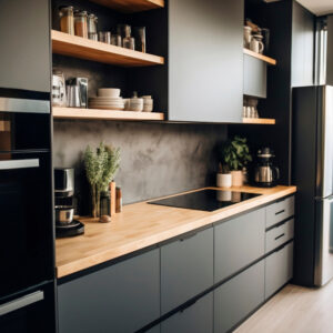 cuisine noire et bois claire